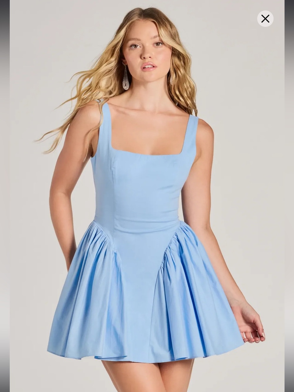 Windsor Light Blue Sleeveless Gathered Waist Mini Dress